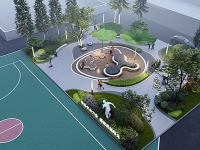 现代教育校园景观 口袋公园 校园休闲公园