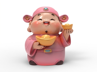 新中式卡通雕塑摆件 财神 财神美陈 财神摆件 发财 财神爷