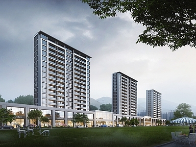 现代极简小高层住宅楼