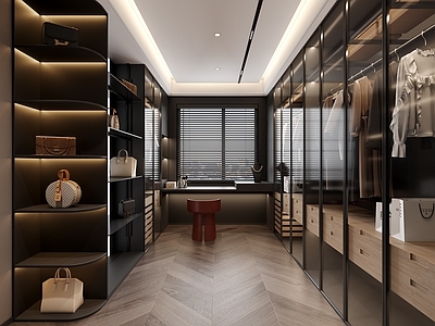 现代极简衣帽间