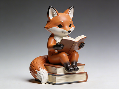 现代雕塑 狐狸 读书 美陈 AIGC 动物雕塑
