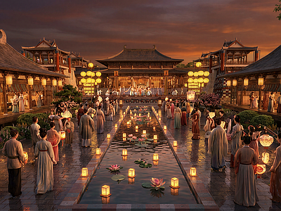 中式古建筑 皇宫 影视 中式 上元节灯会