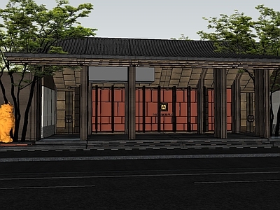 现代小区景观 高端展示区入口 会客室