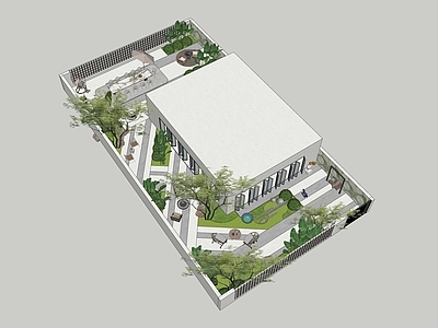 现代简约别墅庭院 现代庭院