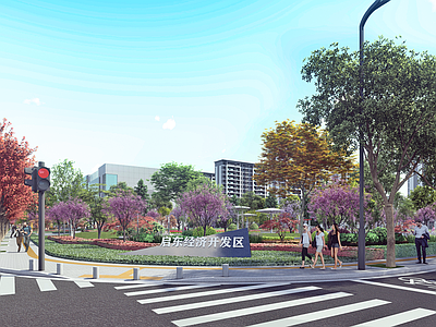 现代口袋公园 街角公园 道路景观