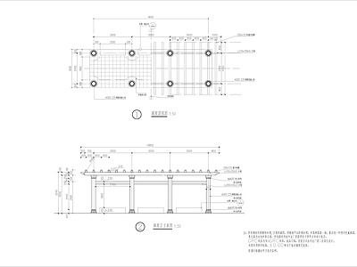 现代廊架 风雨连廊 施工图