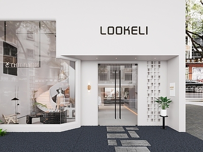 极简门头 服装店门头 现代服装店 旋转楼梯 衣服 黑白灰服装店