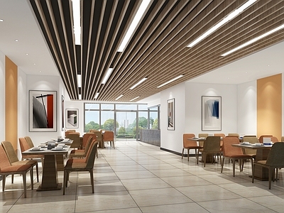 现代简约学生食堂 公共餐厅