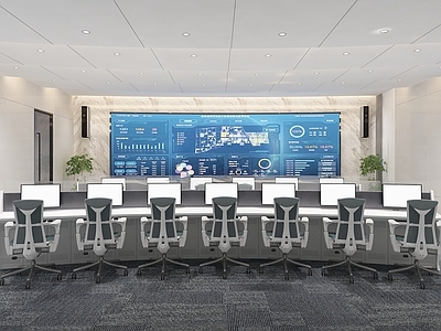 现代简约指挥中心 监控室 监控大屏