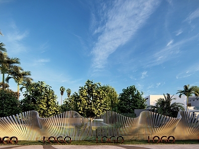 现代极简入口大门 公园入口大门 公司入口大门 次入口 现代景观大门 现代艺术景观大门