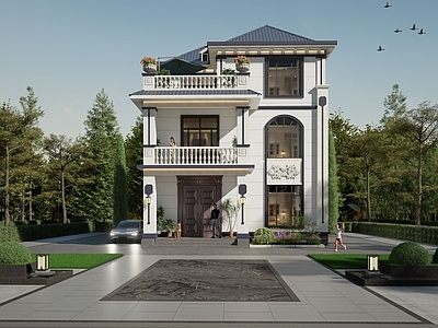 简约简欧乡村民房 自建房 别墅自建房 三层简欧自建房 简欧别墅 三层自建房