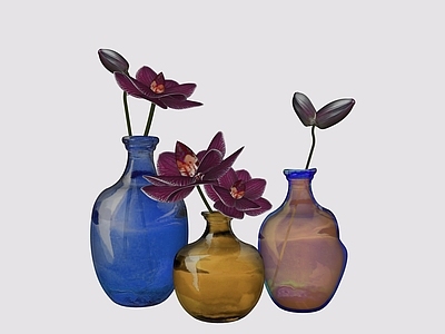 现代花艺 玻璃花瓶 花