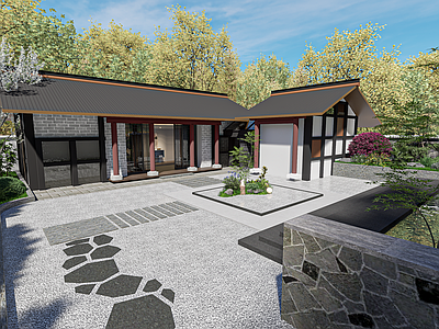 中式乡村民房 唐风建筑 住宅 中式院子