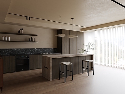 现代简约开放式厨房 诧季风