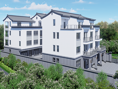新中式现代多层住宅 自建房 新中式 现代风格