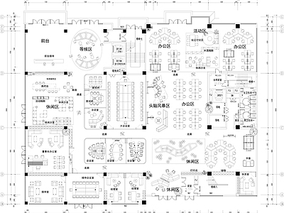 极简开放办公室 1800㎡办公 开放办公室 董事长办公室 共享办公室 办公家具 施工图