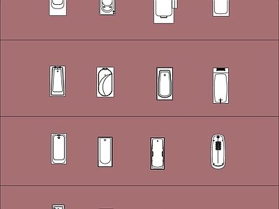 现代简约卫浴设施 浴缸 施工图