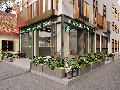 复古工业咖啡厅 咖啡店 餐厅 建筑