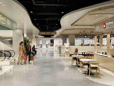 现代简约商场 现场商场 服装店 货架 商场百货 商场过道