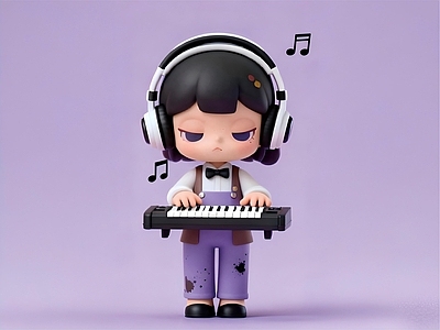 潮玩卡通风格雕塑摆件 音乐卡通IP 手办 盲盒 潮玩 摆件
