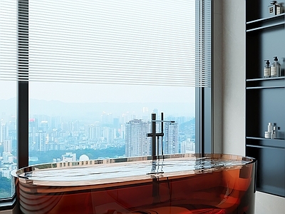 现代极简浴缸 透明琥珀浴缸 悬浮式浴缸 大平层卫浴 观景浴缸 轻奢浴缸