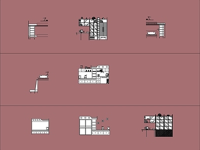 现代简约床 高低床 施工图