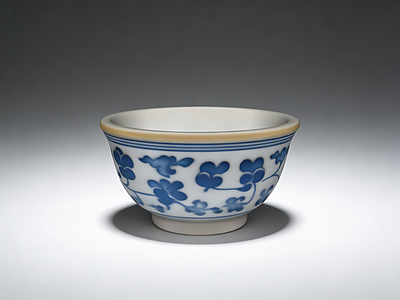茶具 茶杯 雕塑 美陈 AIGC 青花瓷