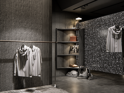 极简工业风服装店 极简服装店 买手店 服装店货架