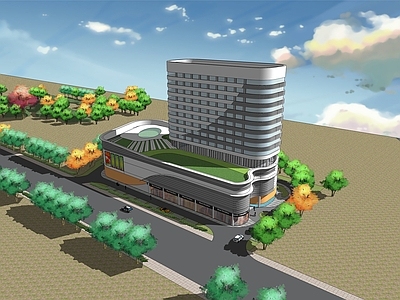 现代简约酒店建筑 高层酒店建筑 商业建筑 市场 弧形酒店