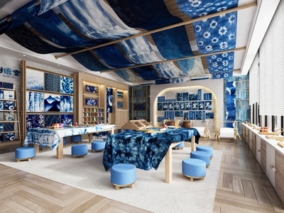 新中式现代教室 新中式扎染教室 非遗手工扎染工具 刺绣蜡染扎染编织 布衣扎染架子染缸 非遗手工教室