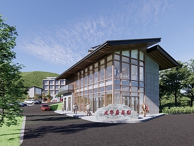新中式现代民宿建筑 山地民宿建筑
