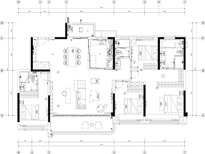 样板间 国贸天玺精奢住宅 172及143 平立面布置水电 详图 施工图