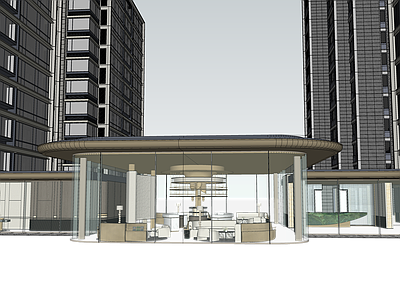 现代小区建筑 高层住宅 绿城风格 小区大门 室内儿童活动