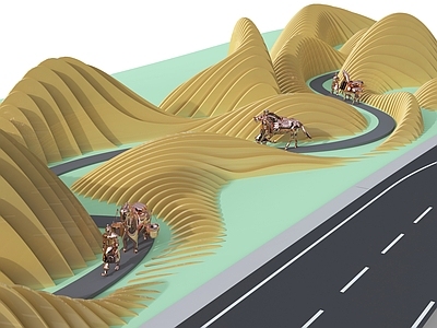 新中式景观塑山地形 茶马古道 茶文化 山形景观构筑 盐商 古道