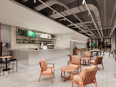 现代极简咖啡厅 咖啡店 餐厅 面包店