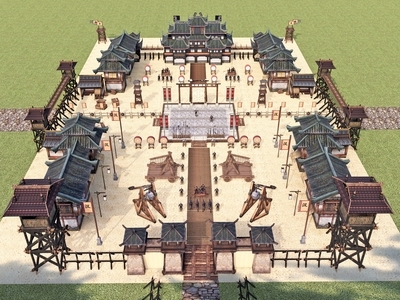 军事器材 古代军寨 古代冷兵器 点将台 擂台 古武器
