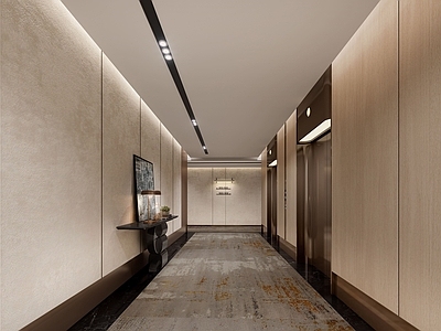 现代新中式酒店走廊 酒店电梯厅 酒店过道 酒店通道 酒店公区