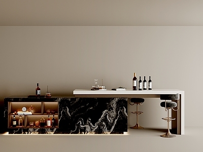 意式极简酒窖 现代 轻奢 大理石 吧台 吧椅