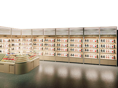 现代新中式烟酒店 现代超市货架 烟酒货架 展示货架 新中式烟酒货架