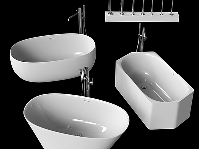 极简浴缸 现代浴缸组合 书龙头 卫浴