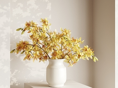 奶油法式花瓶 陶瓷花瓶 花艺 花卉 插花 兰花