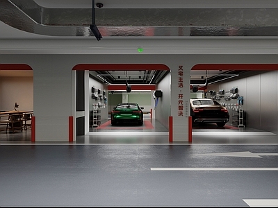 现代简约室内停车场
