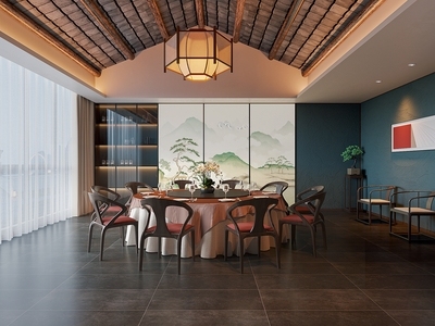 新中式包厢 酒店包厢 会所包厢 餐桌椅