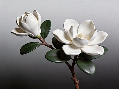 现代雕塑 玉兰花 花枝 雕塑 美陈 AIGC