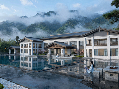 新中式民宿建筑 宋式民宿 中式民宿 中式酒店