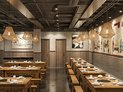 简约火锅店 路边风 大排档
