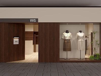 奶油风服装店 档口 服装店 室内设计 工装 中古