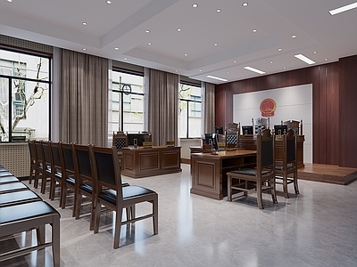 新中式党政机关 审判庭 法庭 公共空间 室内设计