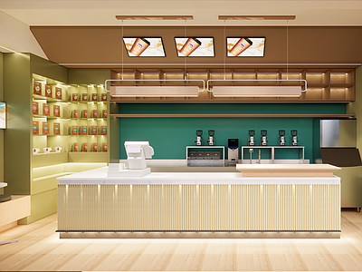 现代奶茶店 咖啡店 奶茶店 工装 小餐饮空间