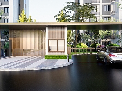 新中式现代入口大门 小区入口大门 次入口 中式入口大门 门楼 住宅入口